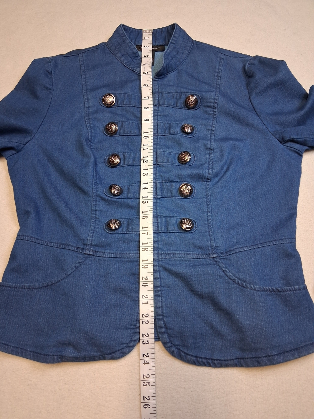 INC International Concepts Blue Military-Style Denim Jacket - Picture 4 of 8